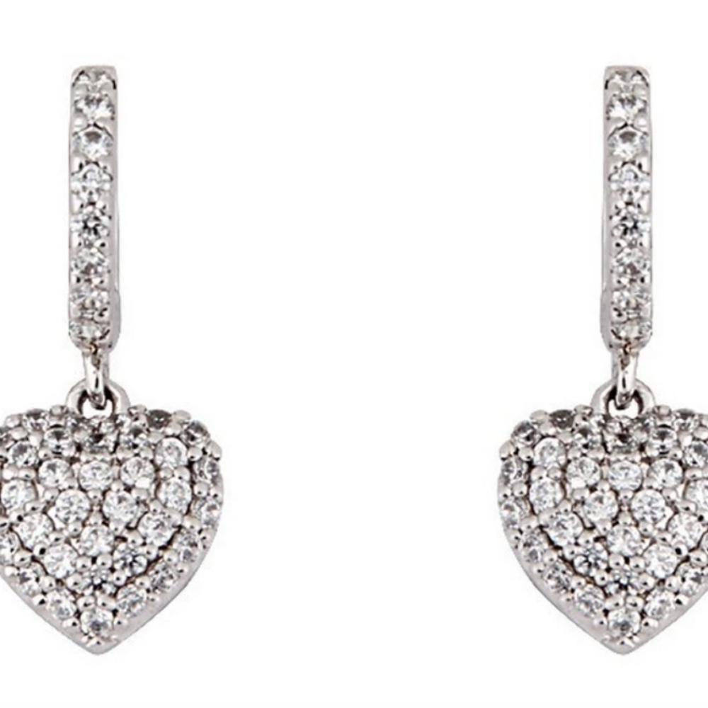 Nadri Pave CZ Heart Drop‎ Earrings